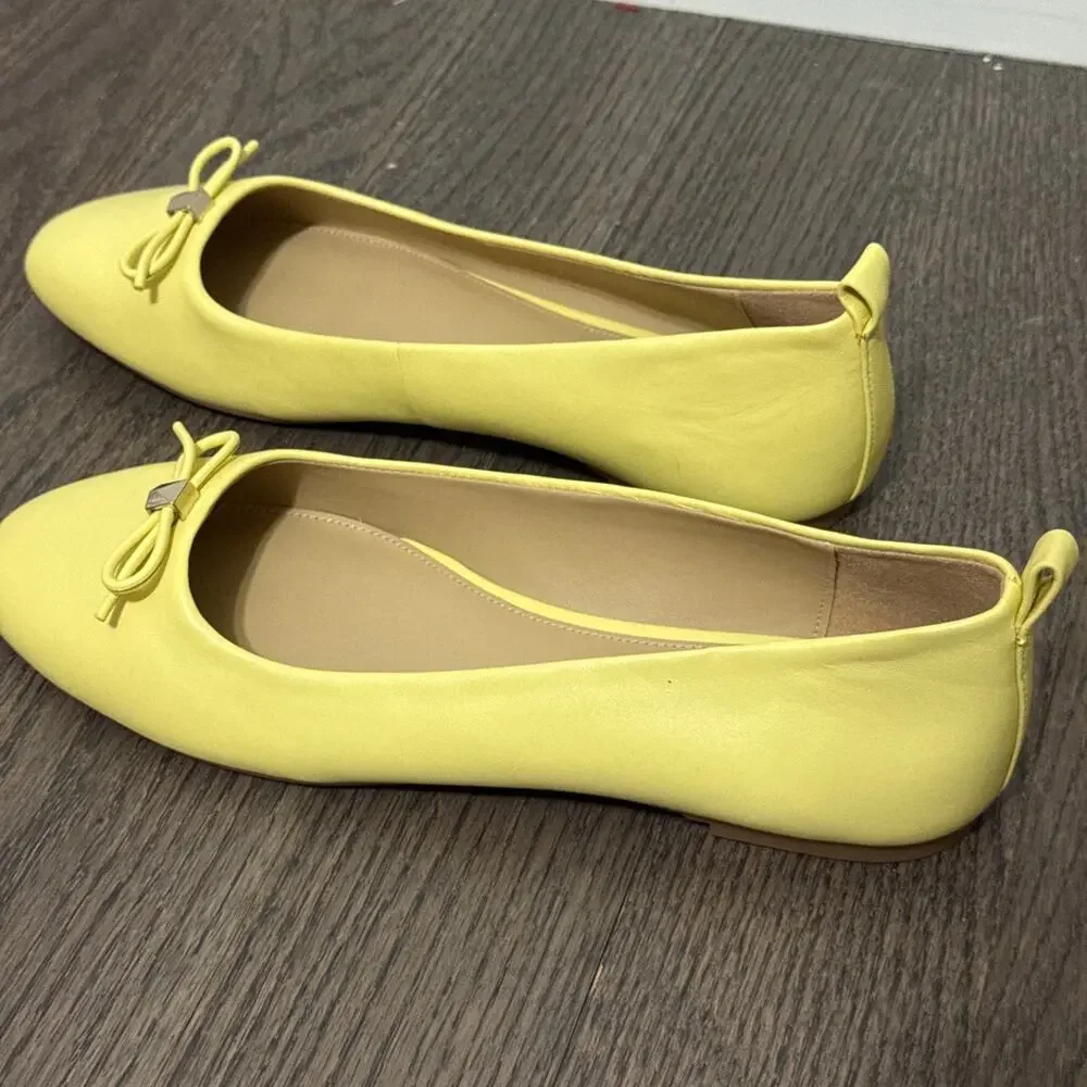 Michael Michael Kors Eloise Bow Ballet Flat Shoes Soft‎ Yellow Size 8.5 Preppy